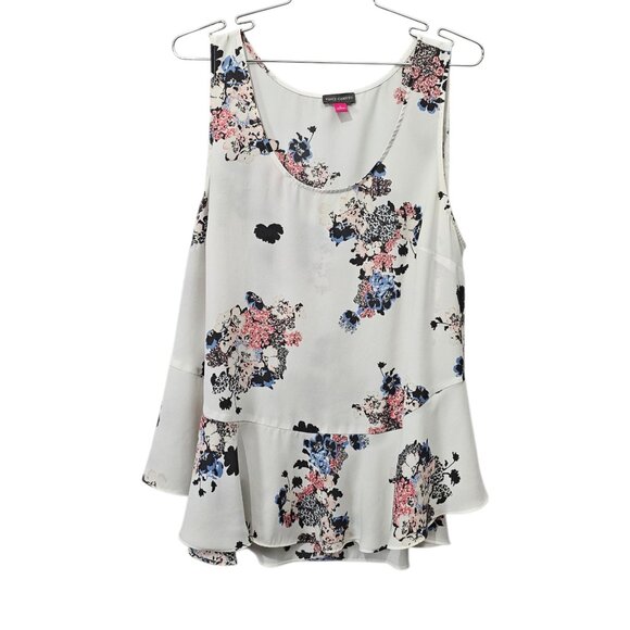 ❤️Vince Camuto Floral Ruffle Sleeveless Baby-doll Tank Top - Picture 1 of 5